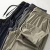Men's Summer Elastic Waisted Casual Pants, Solid Color and Simple Commuting Straight Leg Pants
