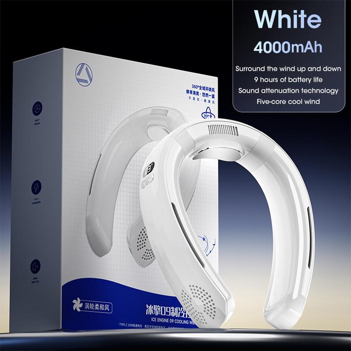 Portable Neck Fan Ice Cooling Metal USB Charging Bladeless Hanging Fan Mini Electric Neckband Wearable Cooling for Sport Student