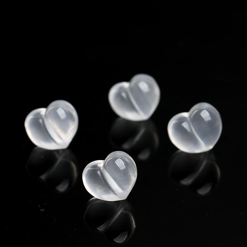 Hongchu Crystal Natural white crystal heart-shaped loose beads Milky White Crystal Peach Heart Loose Beads