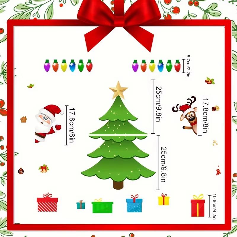 Refrigerator Door Decor: Magnetic Christmas Tree With Santa Reindeer Holiday Magnets & Festive Fridge Metal Garage Stickers