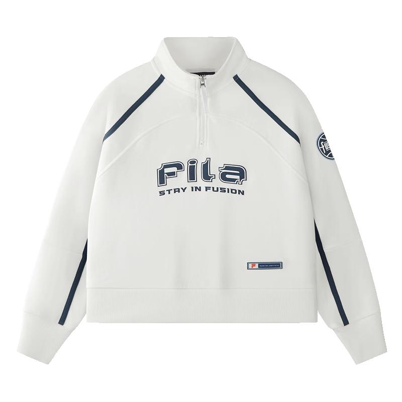 FILA FUSION Women's Stand Collar Knit Pullover Hoodie