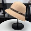 Fu Huan celebrity French elegant wool top hat women's autumn and winter British fashion woolen retro bucket hat dome basin hat