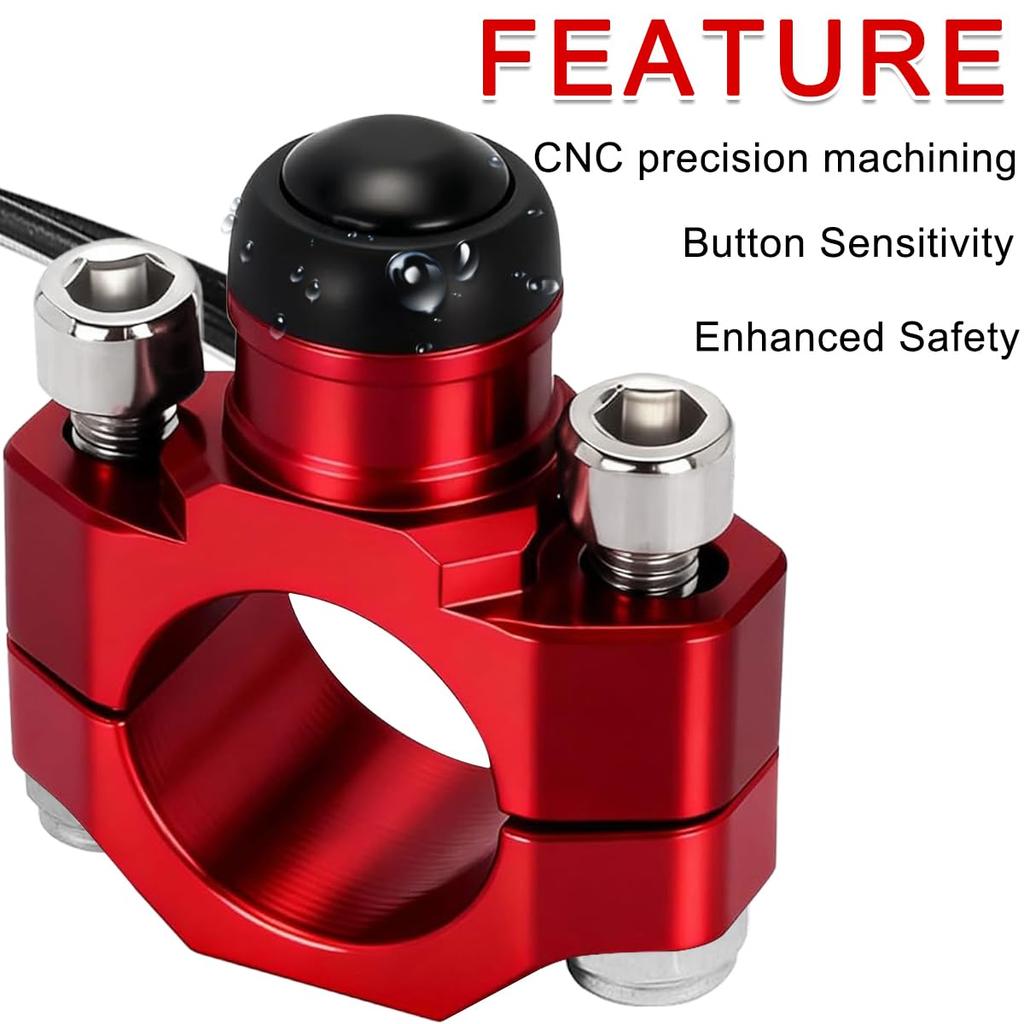 MKBKLLJY CNC Universal Motorcycle Engine Switch Button 22mm Mounting Backplate with Bullet Wire Cable and Hex Wrench for Dirt Pit Bike Scooters