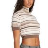 Adidas Cropped Striped Turtleneck Windproof Comfortable Soft Knit Top Women Tops Gray White JD3593