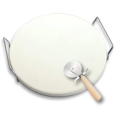 Dodtazz Pizza Stone, BBQ Grill Plate, Handle, Stainless Steel Pizza Oven (Plate Size 33cm/3-Piece Set)