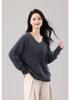 Women's 26-Year Brush V-Neck Sweater: 5% Cashmere, 5% Silk, 90% Australian Wool - Seamless and Versatile