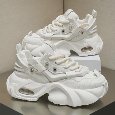 2024 Trendy White Shoes: Black Warrior Casual, Wear-Resistant, Thick-Soled, Height-Enhancing Dad Sneakers