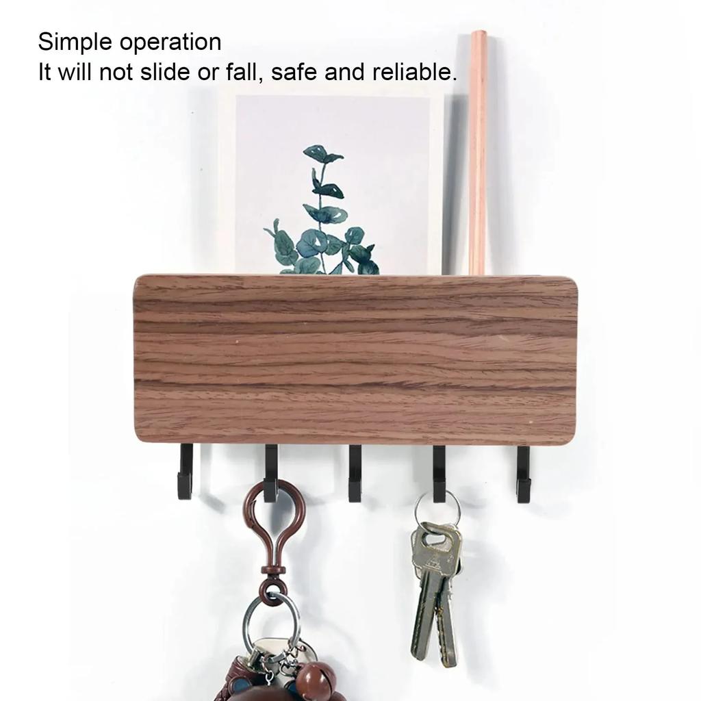 Entrance Hall Wall-mounted Key Rack Without Punching Hook Multi-functional Wooden Debris Storage Rack Behind The Door
