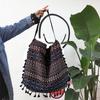 Women'S Canvas Bag Ethnic Style Shoulder Bag Cotton Linen Handbags Fashion Fringed Shoulder Bag Literary Style Large Capacity Handbags