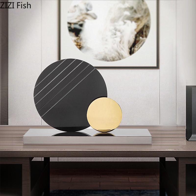 Marble Circular Ring Minimalist Geometric Ornaments Desk Decoration Modern Artwork Geometric Circular Ring Room Aesthetic Decor