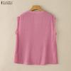 ZANZEA Blusa Casual da Donna con Scollo a V, Colore Unito, Vestibilità Larga, Inserti in Pizzo, Manica Corta