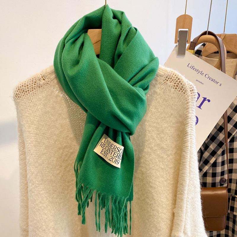 New white scarf women's winter versatile small scarf high-end Christmas birthday gift shawl
