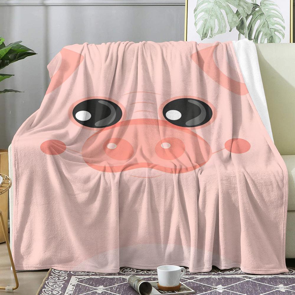 Pensive Piggy Throw Soft Flannel Throw Summer AC Blanket Lightweight Cool Nap Blanket for Sofa Bed Couch Travel
