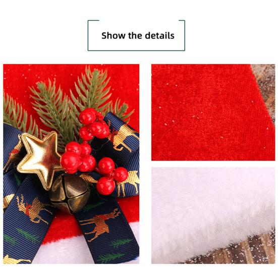 Santa klobouk pro dospělé Plyšový červený sametový Santa klobouk s mašlí/slunečnicí/zvonkem/sněhovou vločkou dekorací pro vánoční večírek dárek
