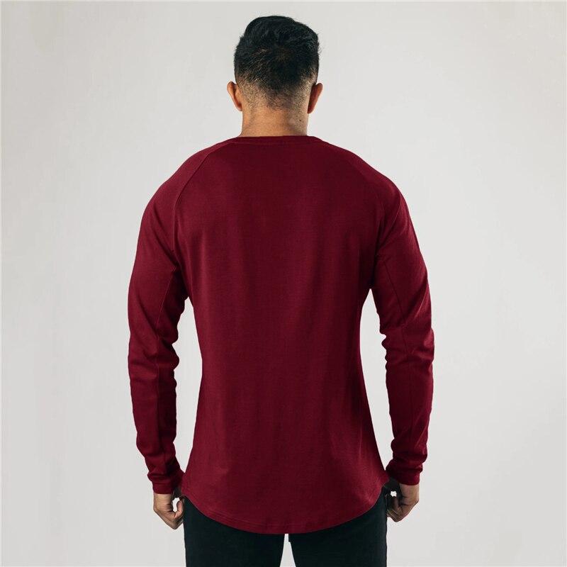 Herren-T-Shirt mit schmaler Passform und bequemem Langarm-Trainings- und Bodybuilding-T-Shirt mit V-Ausschnitt für Frühling und Herbst