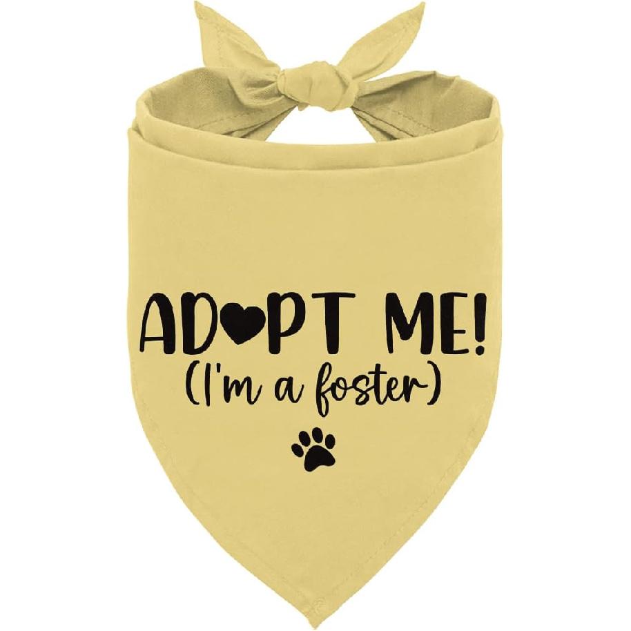 Adopt Me I'm a Foster Dog Bandana, Adopted Puppy Bandana Baby Dog Announcement Tie on Scarf, Blue Dogs Bandanas, Pet Scarf Accessories for Small