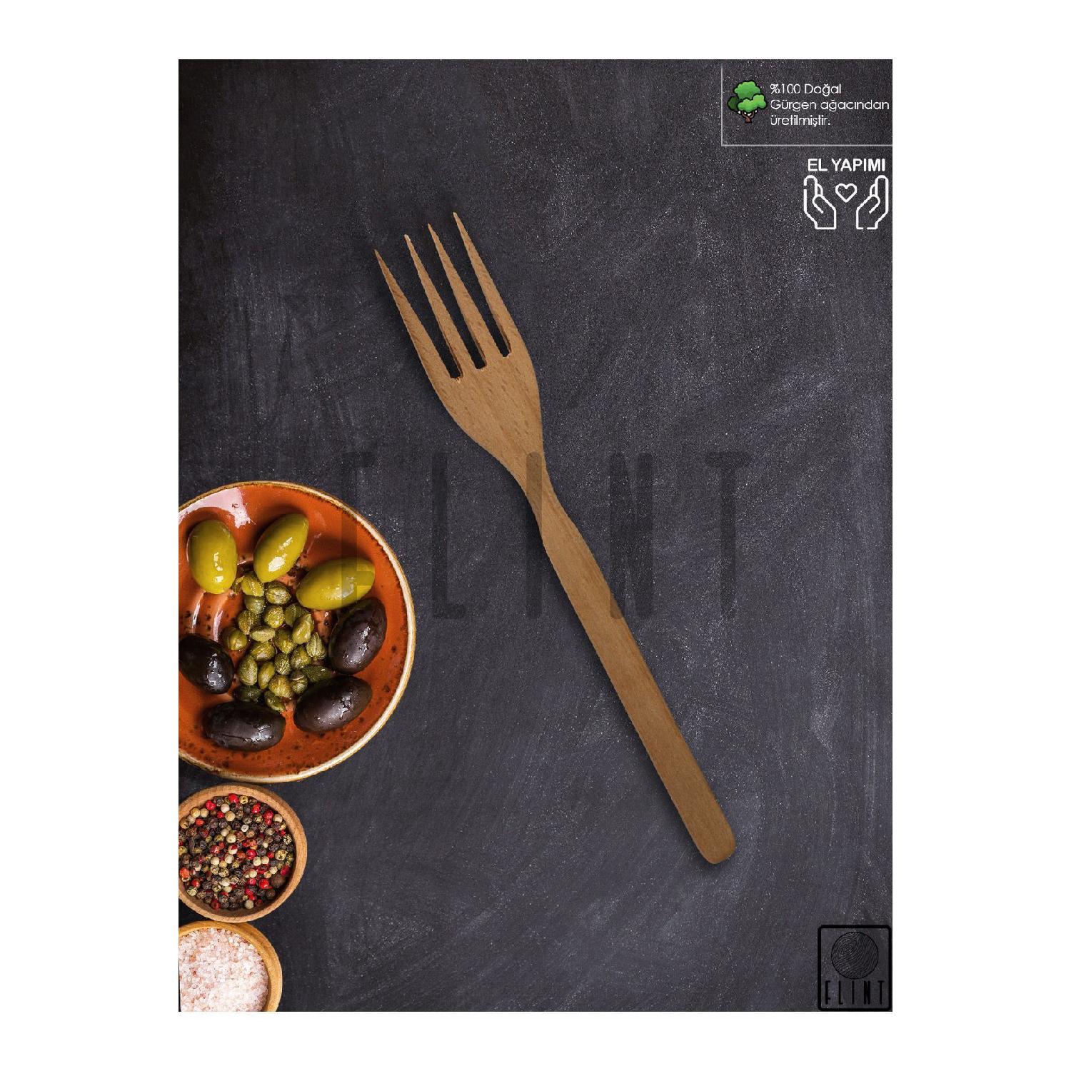 

Hornbeam Handmade Wooden Wooden Fork Kitchen Food Serving Fork 25 Cm коричневый