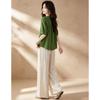 D.F.DEAR Women's Retro Mid-Sleeve Shirt & Wide-Leg Pants Set