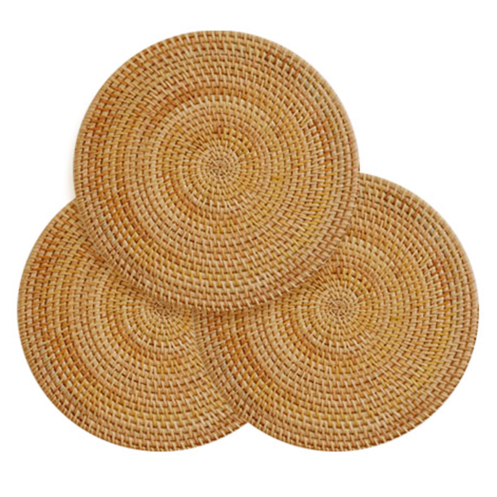 

3 шт. Модна плетена вручну ротангова підставка для чаю, термостійка, миюча, портативна, підставка для чашки для кухні, для обіднього столу 8cm