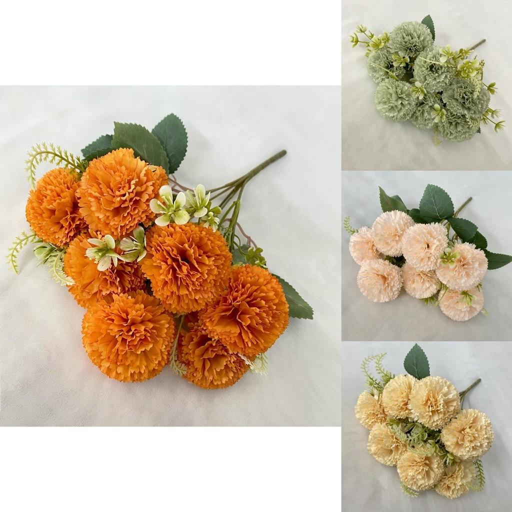 Silk Fabric 7branch Fulu Carnation Artificial Flower Bouquet For Wedding Decor And Photography