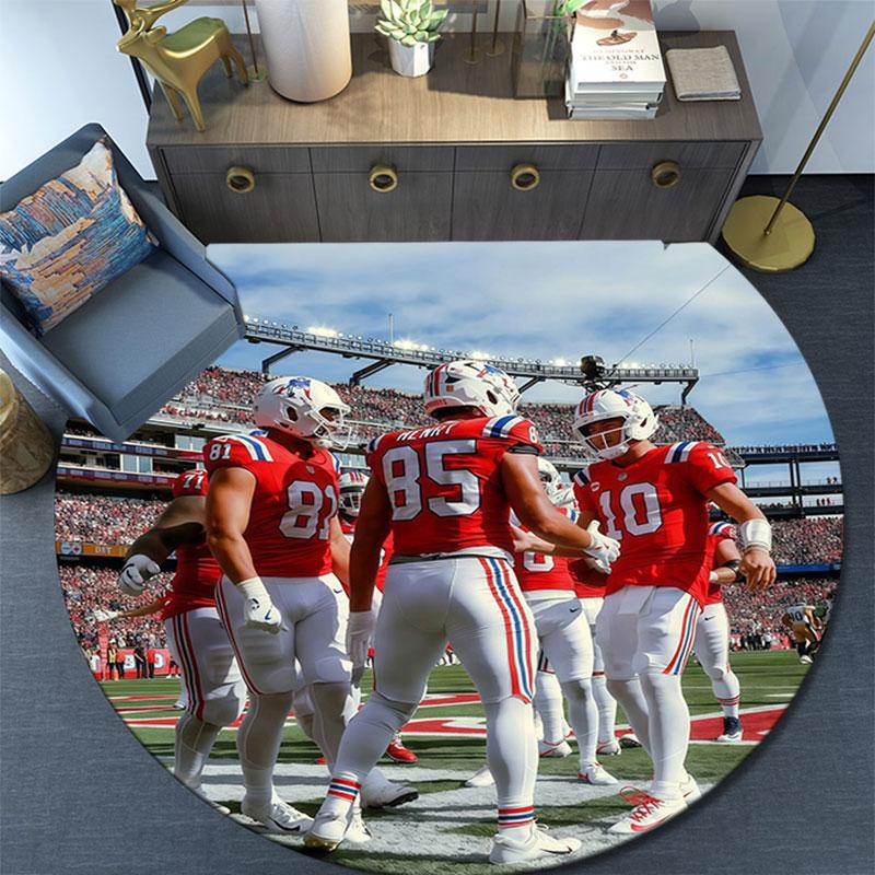 Patriots Players Pattern Round rug,Carpet Rug for Living Room Bedroom Playroom ,Non-slip Floor Mat,Holiday Gifts and Birthday Gifts.