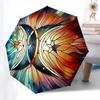 1pc Stained Glass Butterfly Auto-Folding Umbrella - Portable Tri-Fold Design with 8-Bone Iron Frame - Outdoor for Fans, Travelers, Everyday Use - Perf