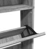 Shoe Cabinet with Mirror 4 Flip Down Compartments Grey Sonoma 63 x 17 x 134 cm