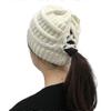 European And American New Cross Ponytail Knitted Hat Back White