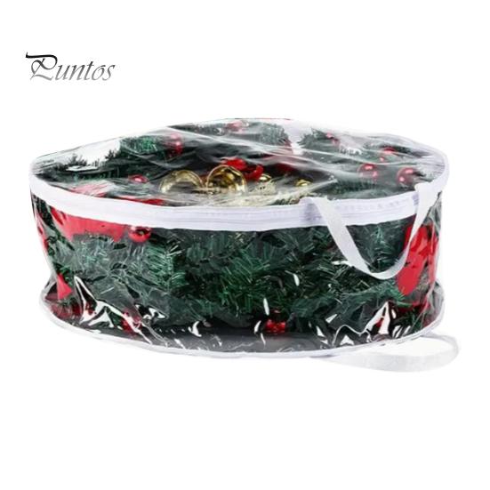 

Сумка для хранения рождественских венков с ручкой, застежкой-молнией, большой вместимости, прозрачные гирлянды, мини-деревья, пылезащитный органайзер S белый