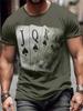 Men‘s 3D Playing Card Digital Style Print Clothing Casual Short-Sleeved Round Neck Oversize Fashion Sport T-Shirt