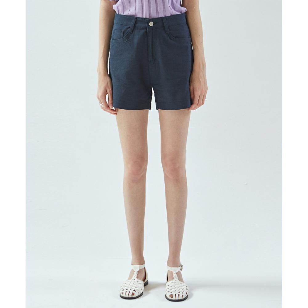 

NICKNICOLE High Waist Linen ShortNavy