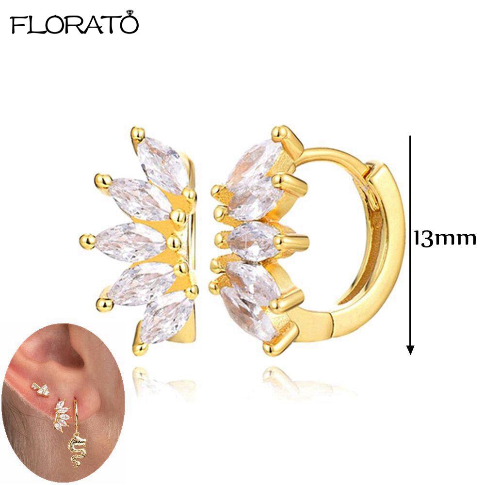 925 Silver Needle 11/13mm Small Hoop Earrings for Women Circle Piercing Huggie Earrings Multicolor Zircon Earrings Party Jewelry