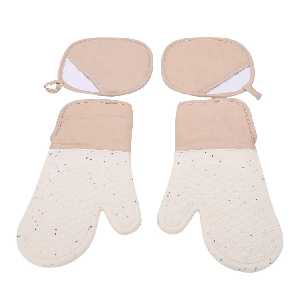 Oven Mitts Pot Holders Set 500 Degrees F Silicone Kitchen Oven Gloves Potholders Anti Slip Washable for Cooking Baking