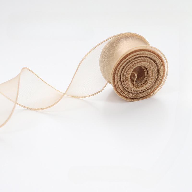 10 yards Rotolo di nastro di organza di colore pieno con bordo ondulato a coda di pesce per bouquet di fiori, regali, confezioni, decorazioni per feste di nozze
