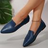 Fashion New Vintage Leather Pointed Flat Shoes Women's Large Soft Sole Comfortable Spring and Summer Slip-on Casual Small Leather Shoes