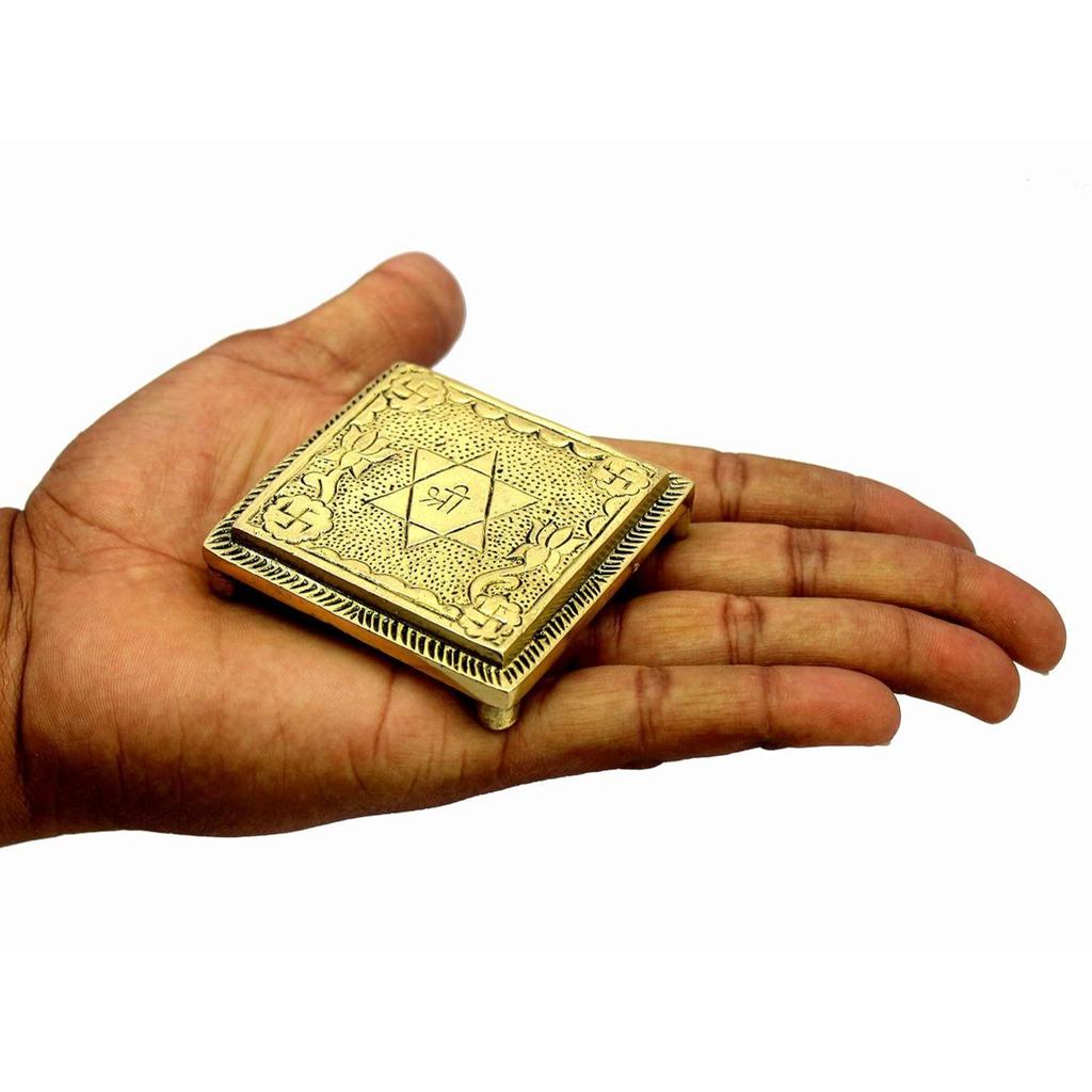 ESPLANADE Brass Pooja Mandir Chowki Peetha Peeta God's Stool - Puja Articles - 2.6" Inches