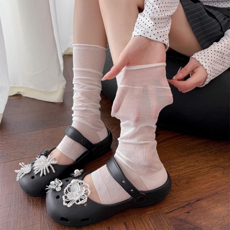 Summer Thin Foot Socks Cover Women'S Ballet Wind Curling Through Meat Solid Color Half-Palm Socks Korean Gray Calf Stacking Socks