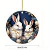 2D Flat Easter Bunny Acrylic Hanging Ornament, Floral Wreath Design, Suitable for wall decoration, porch, room, villa, accents Home, Hallway, or Workp