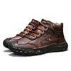 Spring/ AutumnMen's High-top Casual Sneakers Handmade Leather Shoes Plus Size 39-48