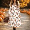 Halloween Women's Flower Print Midi Dress A Line Dress Vacation Casual Daily Regular Fit  Long Sleeve V Neck Black  Spring Fall