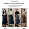 2024 New High Waist Black Woolen Pleated Midi Skirt for Autumn/Winter