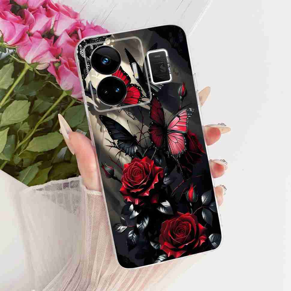For Realme GT Neo5 RMX3706 Case Fashion Painted Flowers Silicone Cover For Oppo Realme GTNeo5 GTNeo 5 Phone Cases