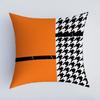 Orange Patchwork Muster Überwurf Kissenbezug Mit Kurzem Plüsch Druck Wohnzimmer Sofa Dekoration Kissenbezug Kissenbezüge
