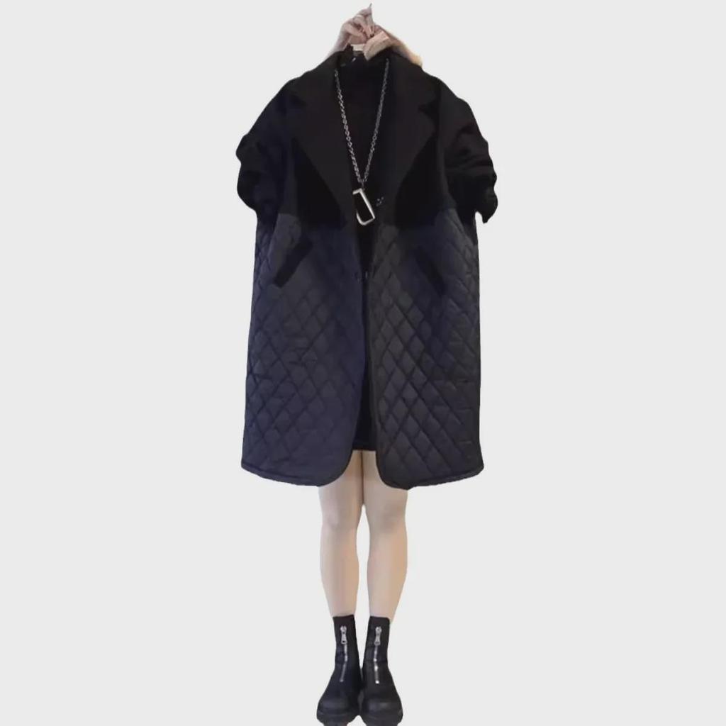 Evropská retro středně dlouhá prošívaná vlněná bunda