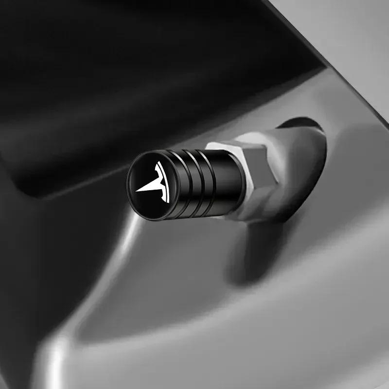Car Sticker 2025 New Tesla Car Wheel Tire Valve Caps Tyre Rim Stem Covers Airdust Waterproof For Tesla Coil Model 3 Y Cybertruck