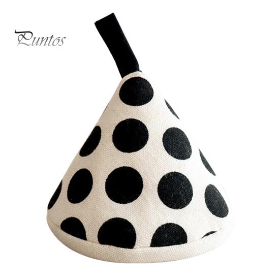 Scald-Proof Pot Handle Cover Triangle Cotton Heat Resistant Dot Print Hanging Loop Sleeve Thick Mini Kitchen Griddle Frying Pan Lid Grip Holder