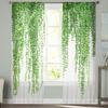 Plant Green Rattan Leaves Tulle Curtains For Bedroom Modern Voile Curtains Home Decoration Window Curtains