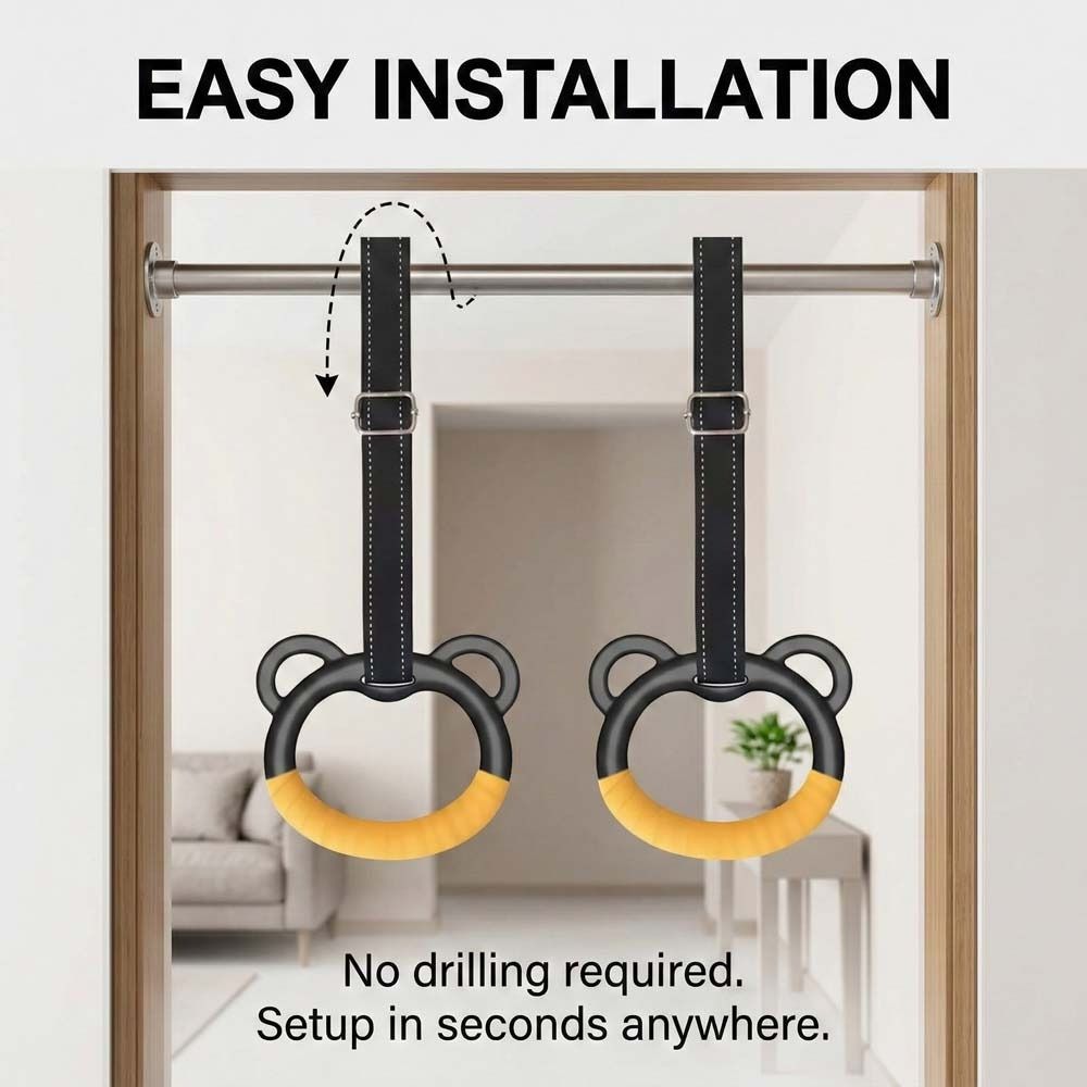 With Straps Gymnastic Rings Durable Fitness Exercise Ring Pull Up Bar  Gymnastics Practice