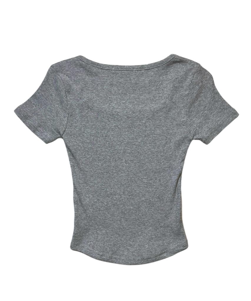 Bonseullipi Cross Square Neck T-Shirt (Gray)