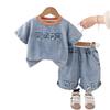 Children Cotton Clothes Summer Boy Causal Denim T-Shirt Short 2Pcs/set Infant Kid Toddler Tracksuit 0-5 Years